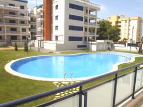 Denia Apartments Pool as seen from the balcony of one of the apartments  - click to enlarge to a larger high definition image - LAUNCHES IN A NEW POP UP WINDOW